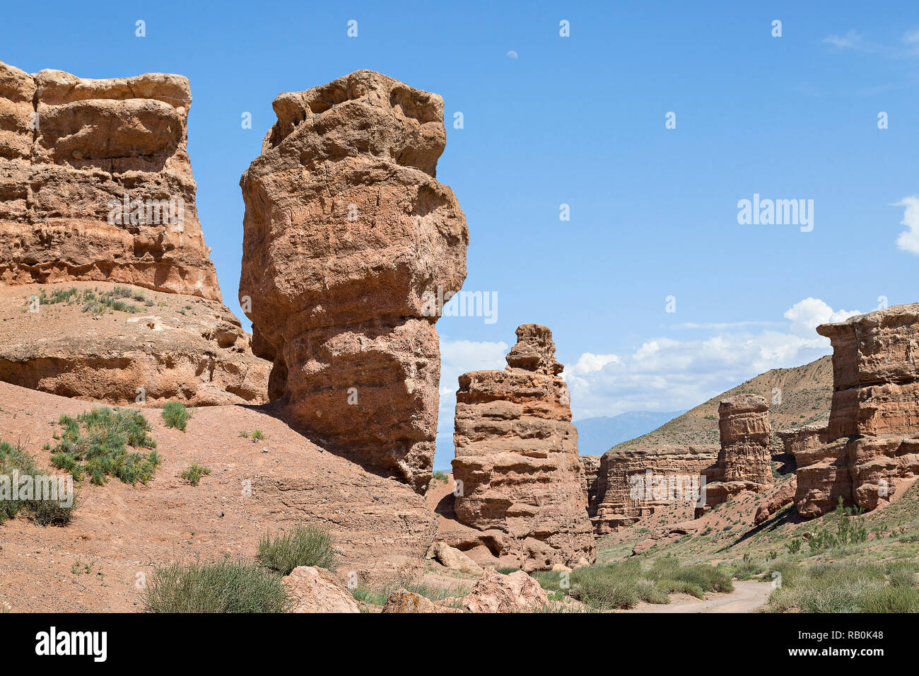 Charyn Canyon in Kasachstan für seine interessanten Felsformationen bekannt. Stockfoto