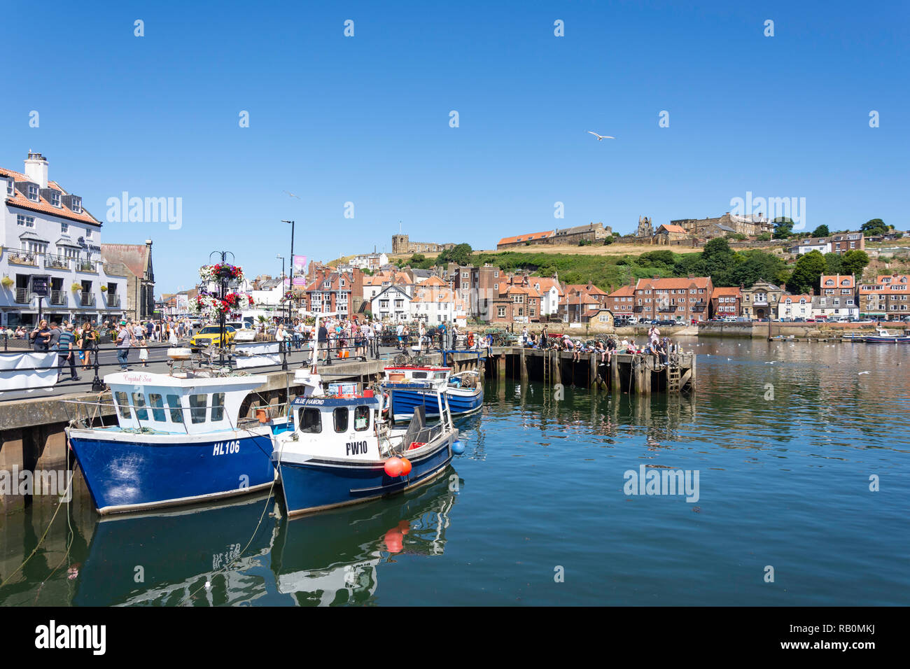 Harbour Jetty, Whitby, North Yorkshire, England, Vereinigtes Königreich Stockfoto