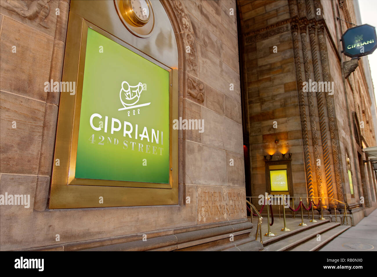 Die Fassade des berühmten Cipriani Restaurant bei der 42nd Street in NEW YORK CITY Lage Stockfoto