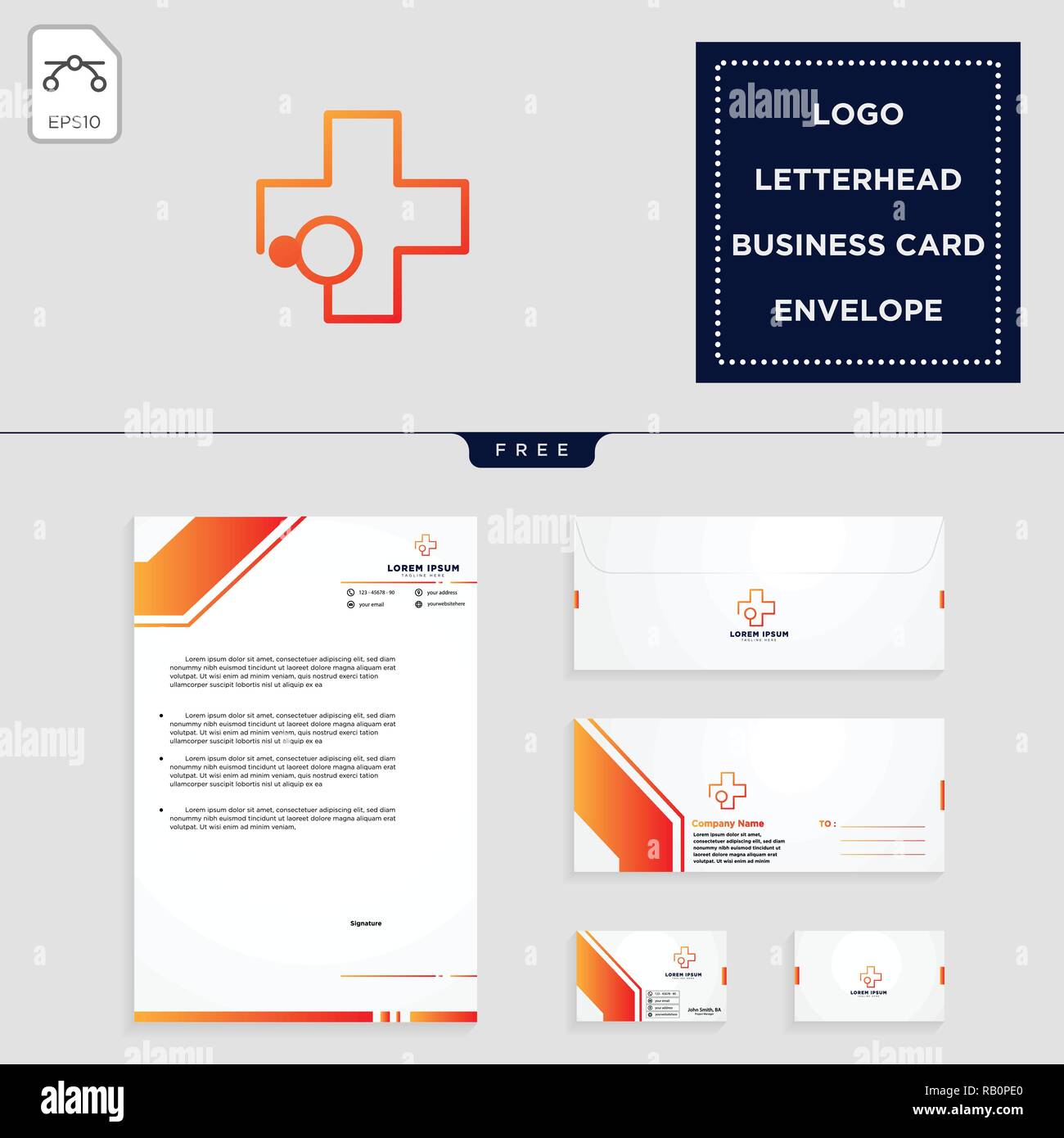 Medizinische cross Logo template Vector Illustration und Freie Briefkopf, Umschlag, Visitenkarte Design Stock Vektor