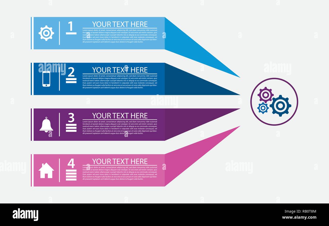 Infografik Vorlage 4 Schritt Prozess gang Symbole Stock Vektor