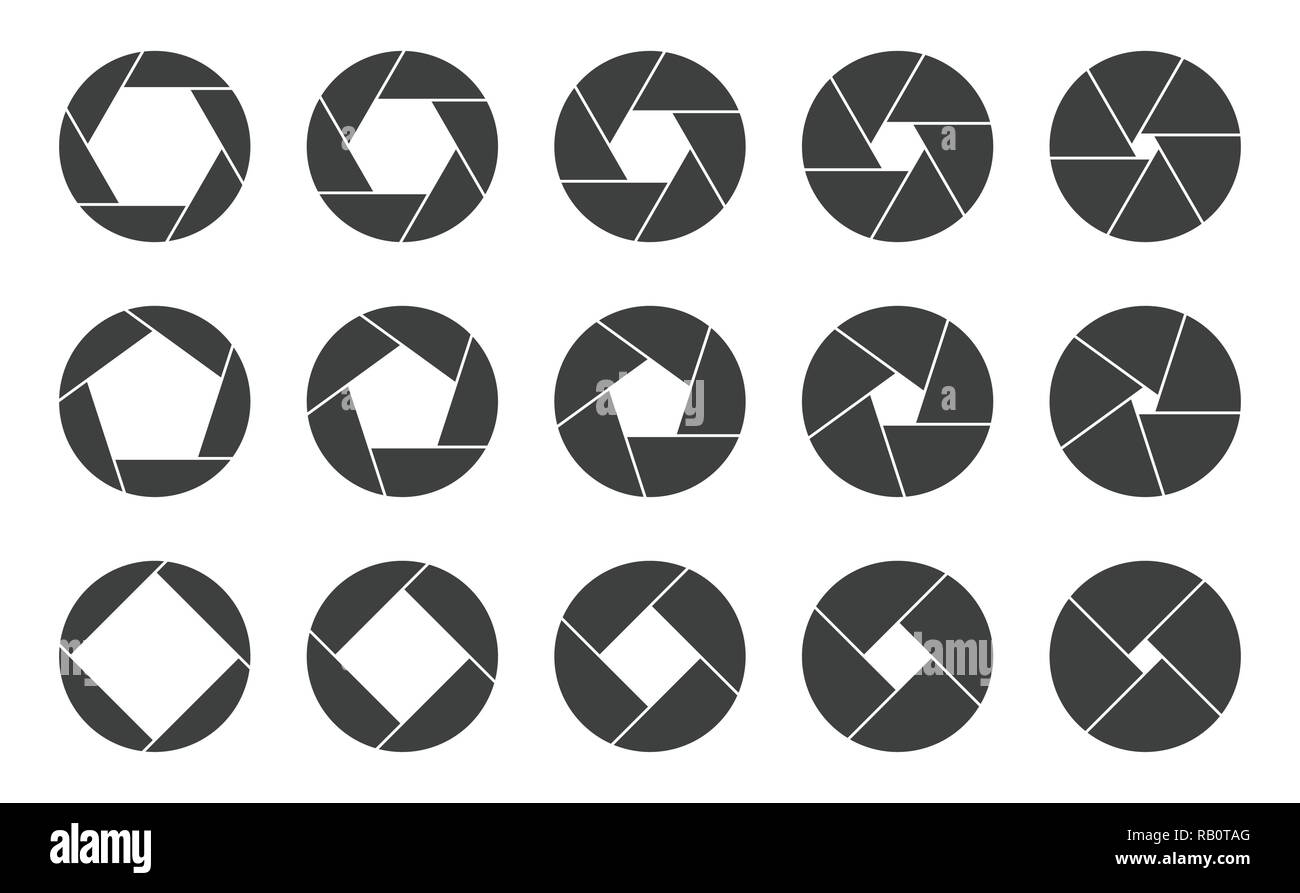 Fensterläden Kamera blenden Logo Symbole Stock Vektor