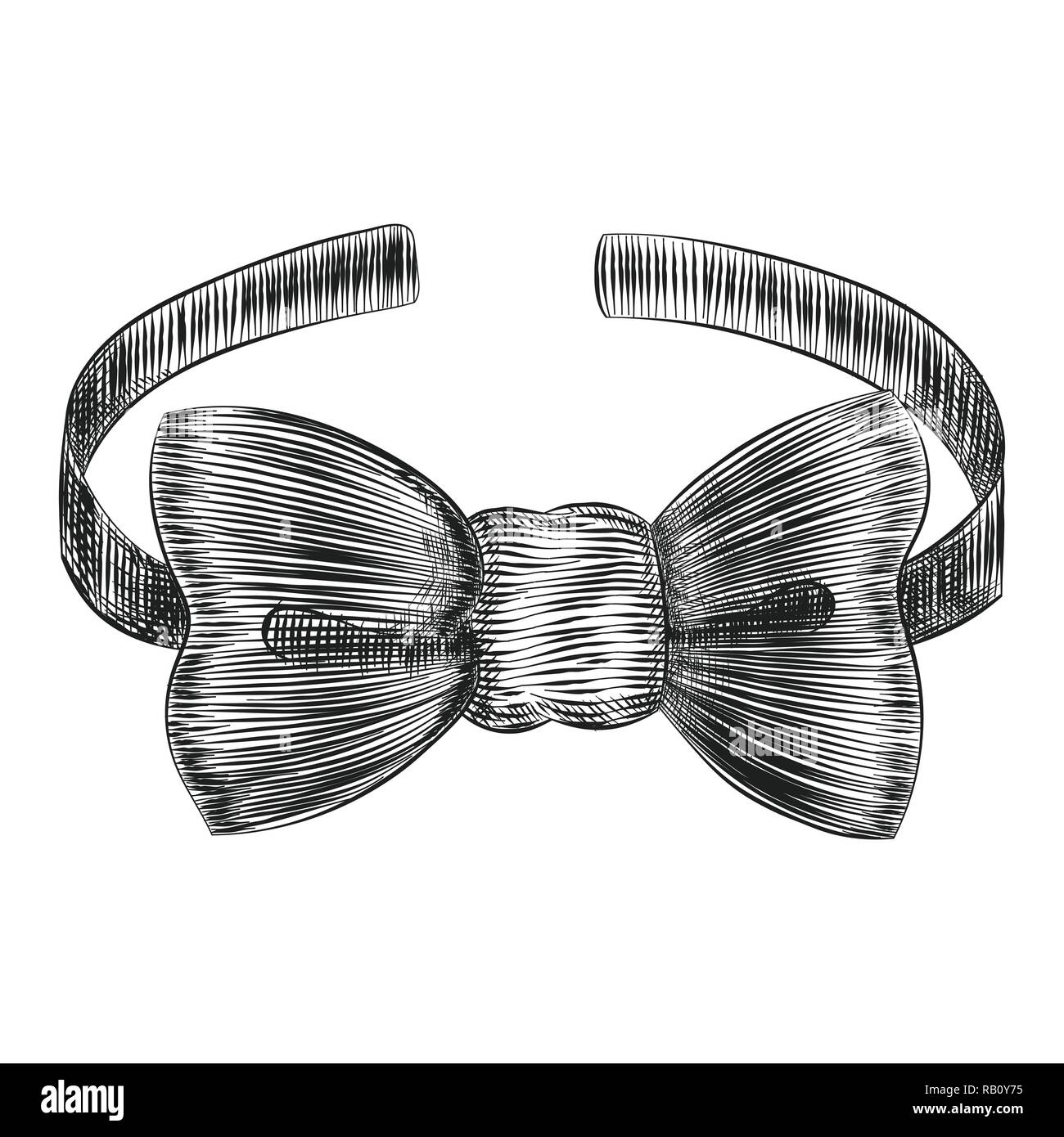 Bowtie elegante männliche Zubehör, Hand gezeichnet Gravur Stil, Vector Illustration. Stock Vektor