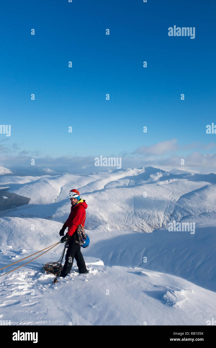 Winter Klettern Nevis Range Highlands Schottland Stockfoto