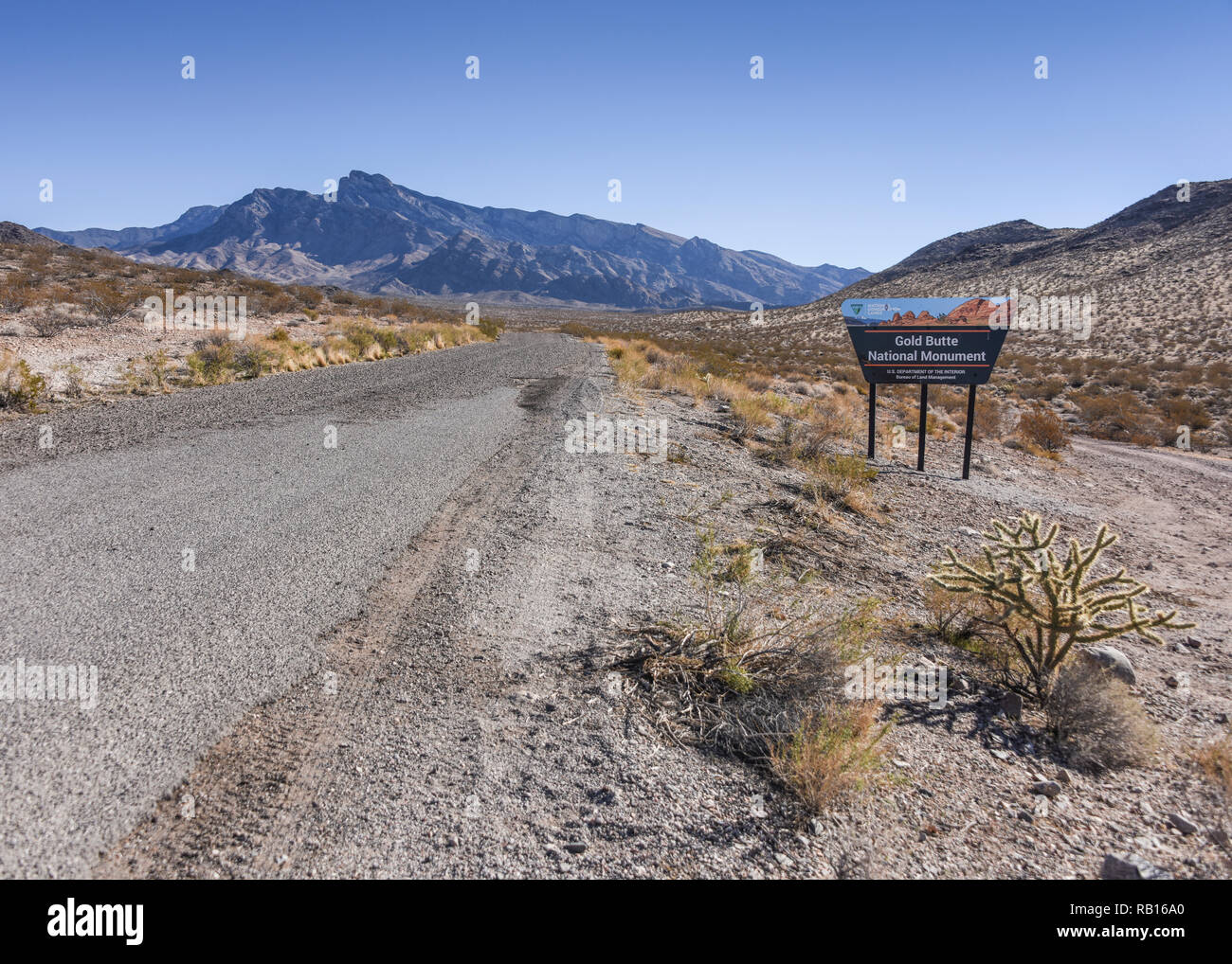 Eingabe Gold Butte National Monument Sign, Nevada, USA Stockfoto