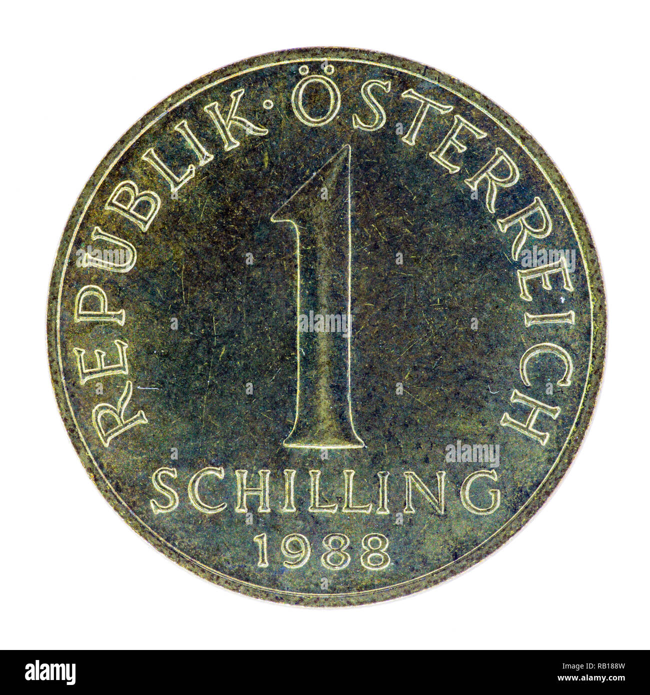 Österreichs vor-Euro 1 Schilling Münze datiert 1988 Stockfoto