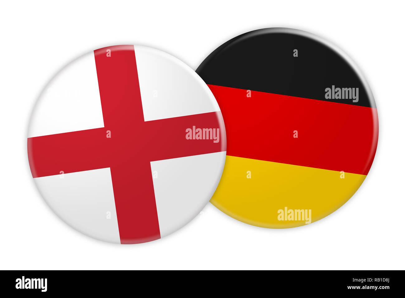 Aktuelles Konzept England Flagge Auf Deutschland Fahne Klicken 3d Abbildung Auf Weissem Hintergrund Stockfotografie Alamy