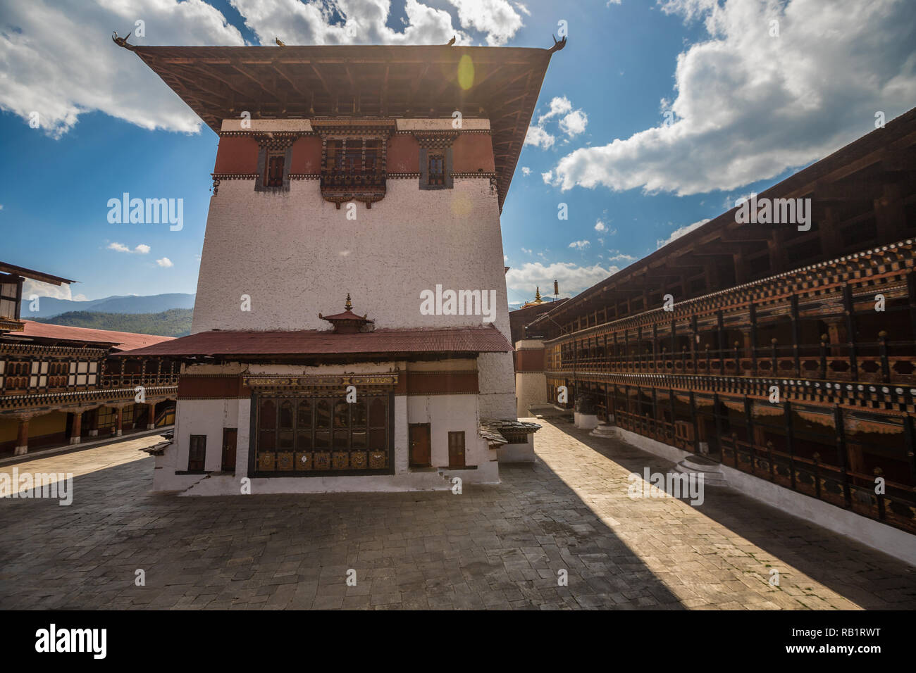 Anzeigen von Paro Tempel Stockfoto