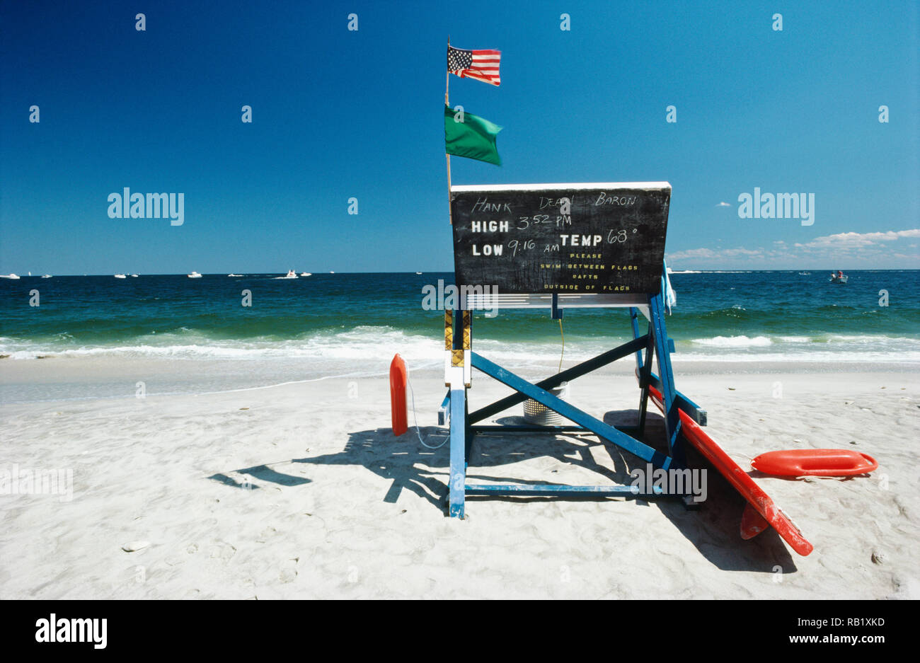 Rettungsschwimmer an der Atlantikküste von New Jersey, NJ, USA Stand Stockfoto