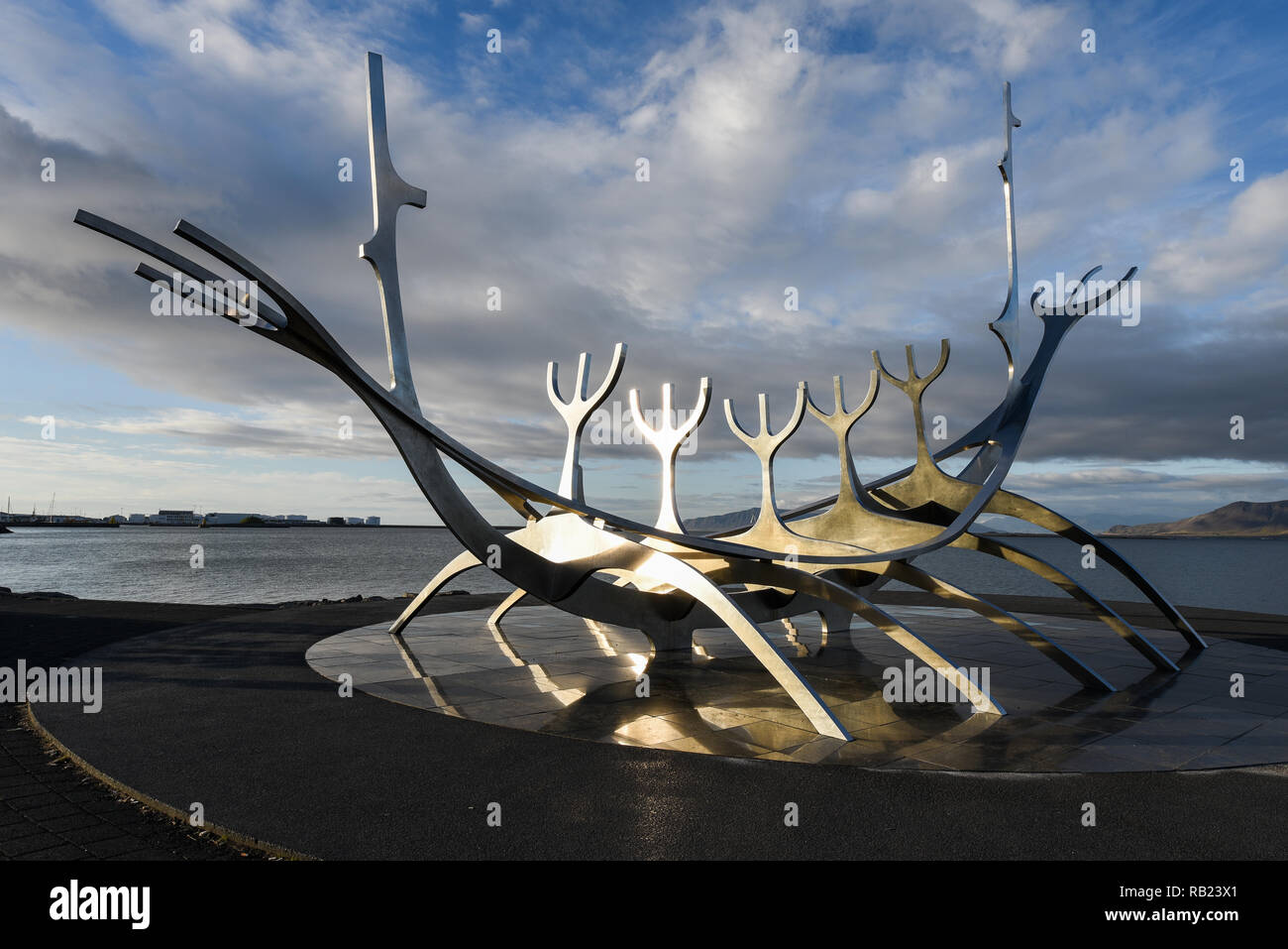 Solfar Denkmal, Reykjavik, Island, sun Schiff Stockfoto