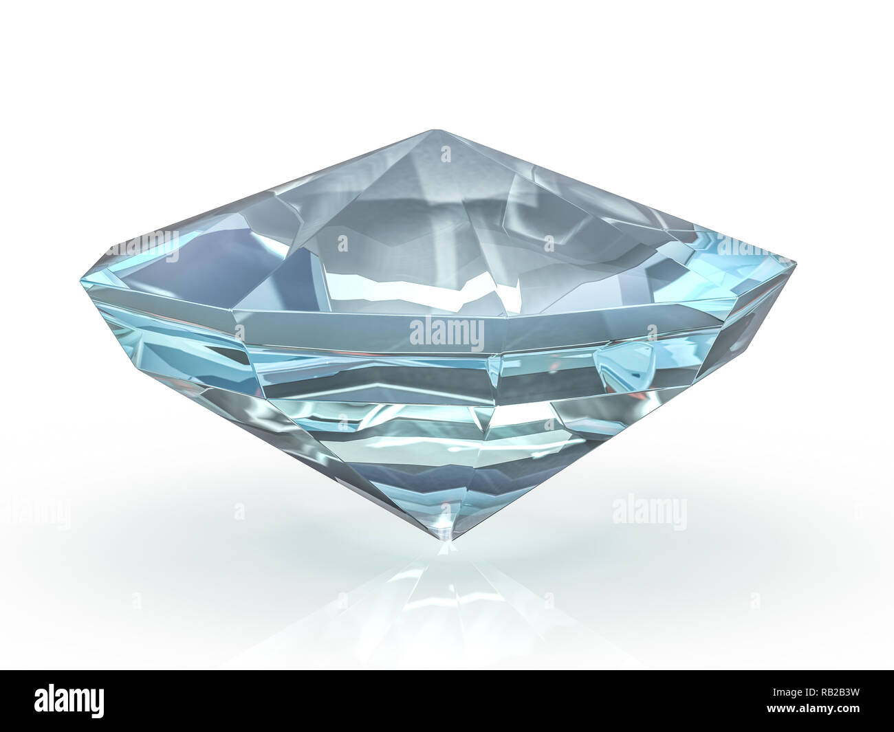 Glitzernde Diamanten auf weißem Hintergrund. 3D-Rendering Stockfoto