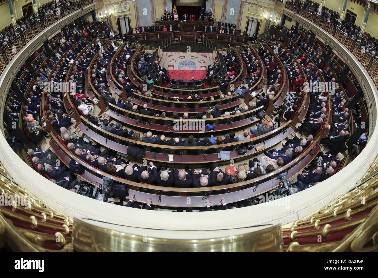 Allgemeine Ansicht der Kammer des Kongresses der Abgeordneten in Madrid, Spanien, während der Rede von Felipe VI. von Spanien, die in der feierlichen Gedenken an den 40. Jahrestag der Verfassung. Mit: Atmosphäre Wo: Madrid, Comunidad de Madrid, Spanien Wann: 06 Dec 2018 Credit: Oscar Gonzalez/WENN.com Stockfoto