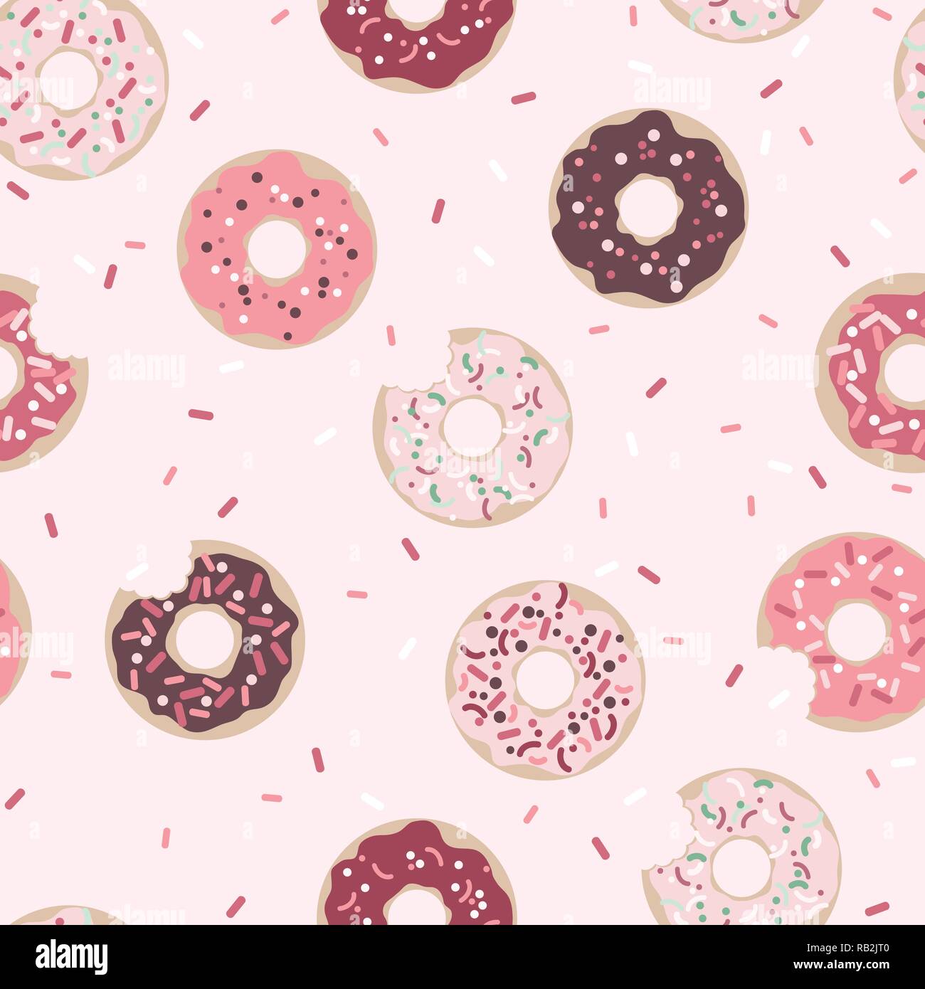 Rosa Donuts nahtlose Muster mit Streuseln Stock Vektor