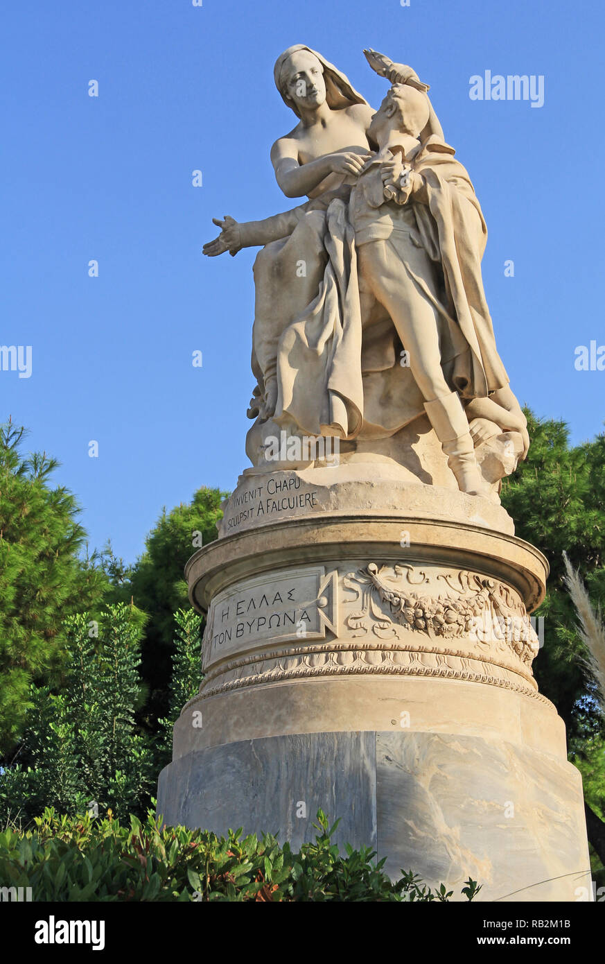 XIX Jahrhundert Skulptur von Lord Byron in Athen, Griechenland Stockfoto