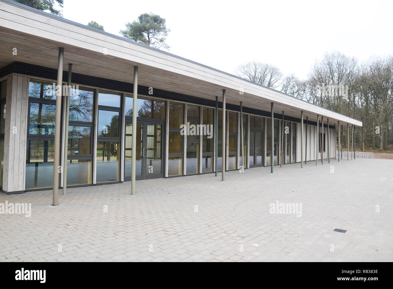 Neue Café und Besucherzentrum in Wendover Woods, Wendover, Buckinghamshire, Großbritannien. Öffnen bald. Teil einer £ 4,5 Mio. verbessert. Stockfoto