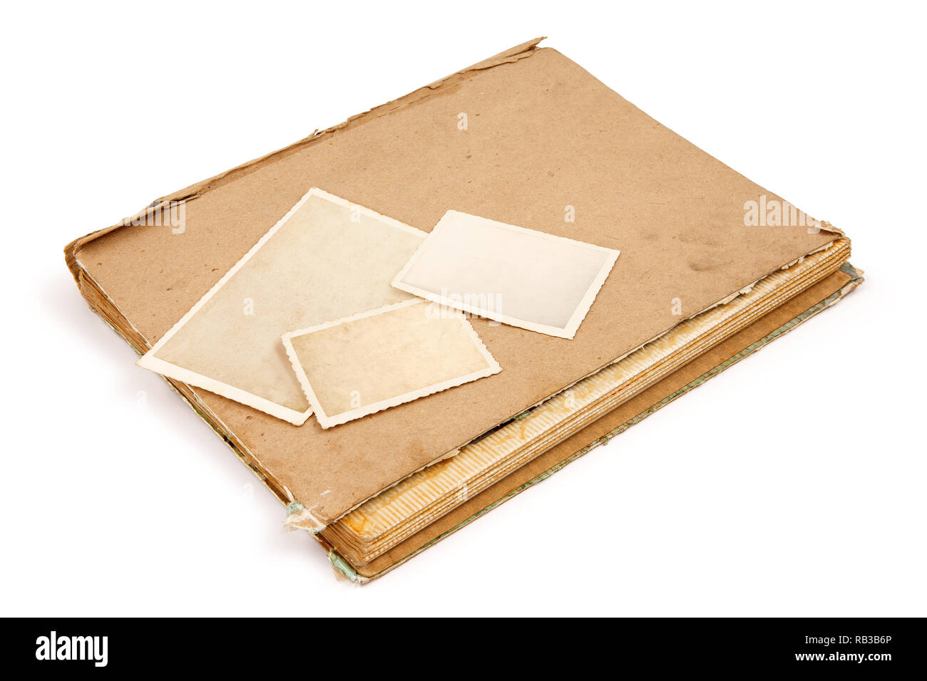 Fotoalbum mit alten Fotos, alle Fotos evakuiert worden sind, so können Sie den photoframe verwenden können und Ihr Foto. Stockfoto