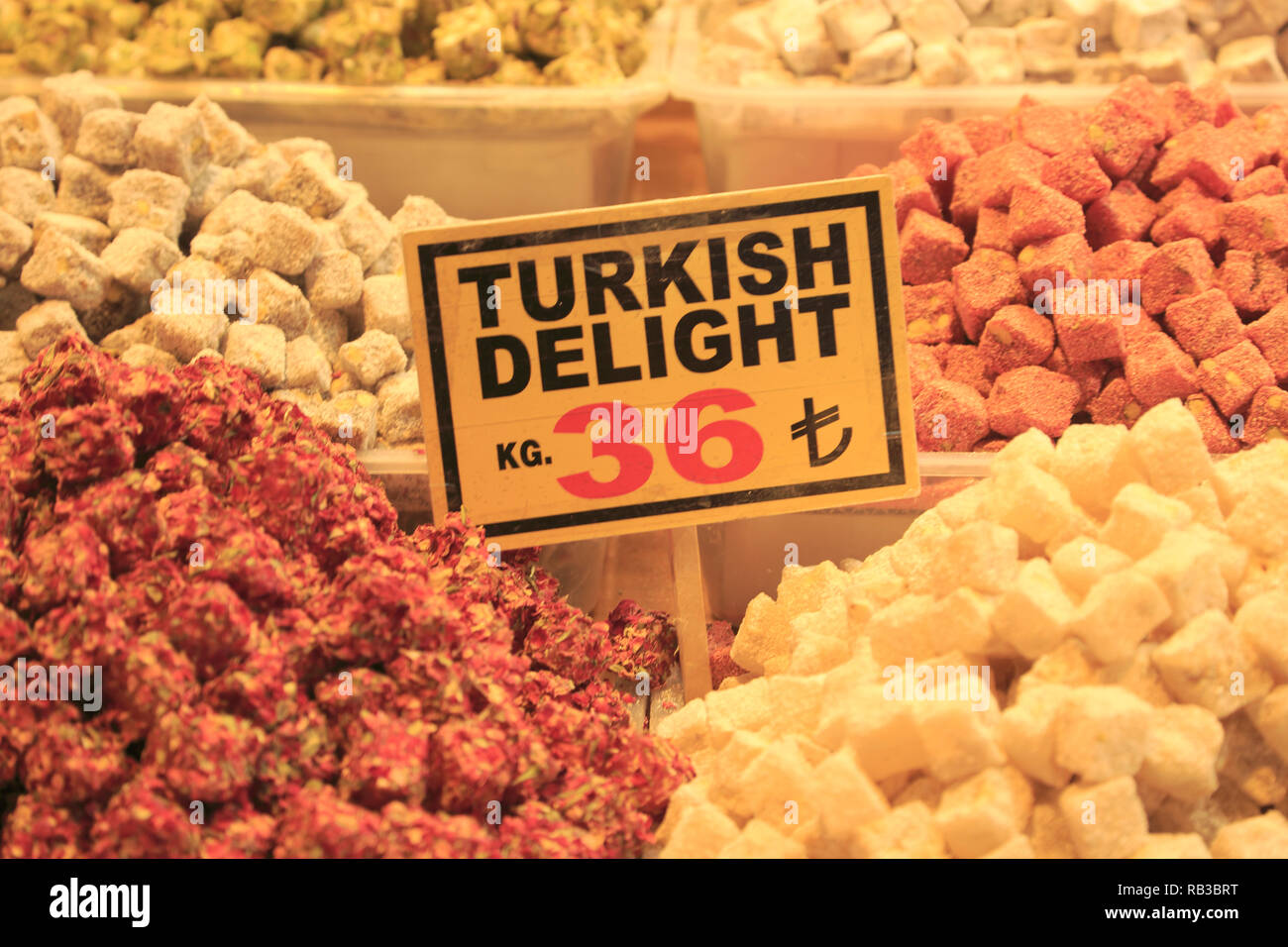 Turkish Delight, Gewürzmarkt Misir Carsisi, ägyptischen Markt, Eminonu, Istanbul, Türkei, Europa Stockfoto