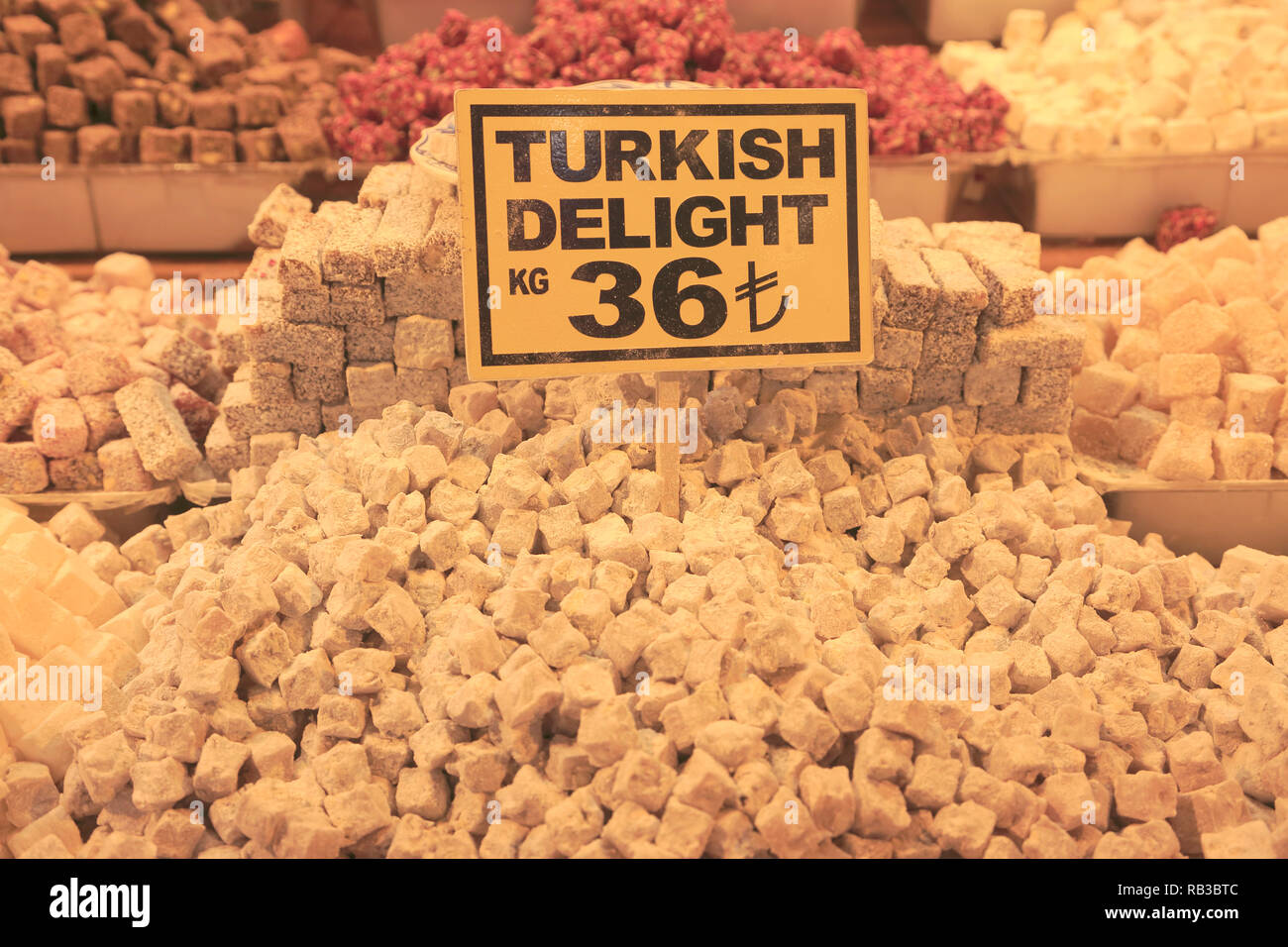 Turkish Delight, Gewürzmarkt Misir Carsisi, ägyptischen Markt, Eminonu, Istanbul, Türkei, Europa Stockfoto