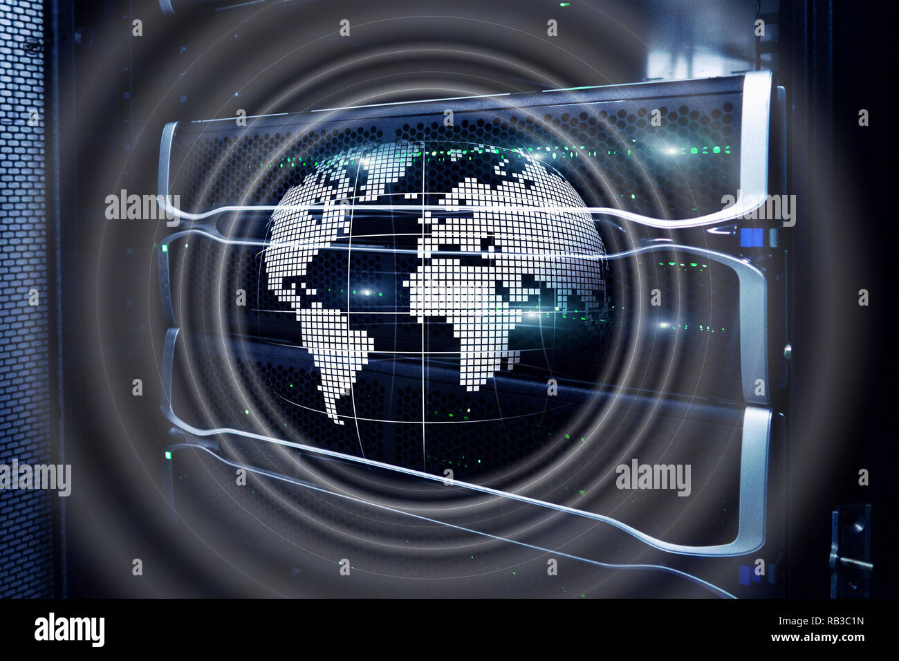 Planet Erde Hologramm Globe Global Communication World Wide Business Konzept Stockfoto