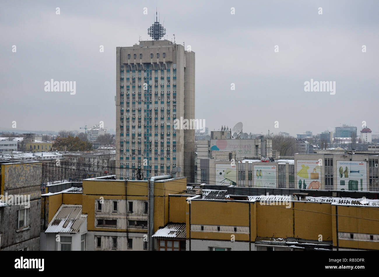 Skyline von zentralen Chisinau, aus der Nähe Platz der Vereinten Nationen, Chisinau (Chisinau), der Republik Moldau, November 2018 getroffen Stockfoto