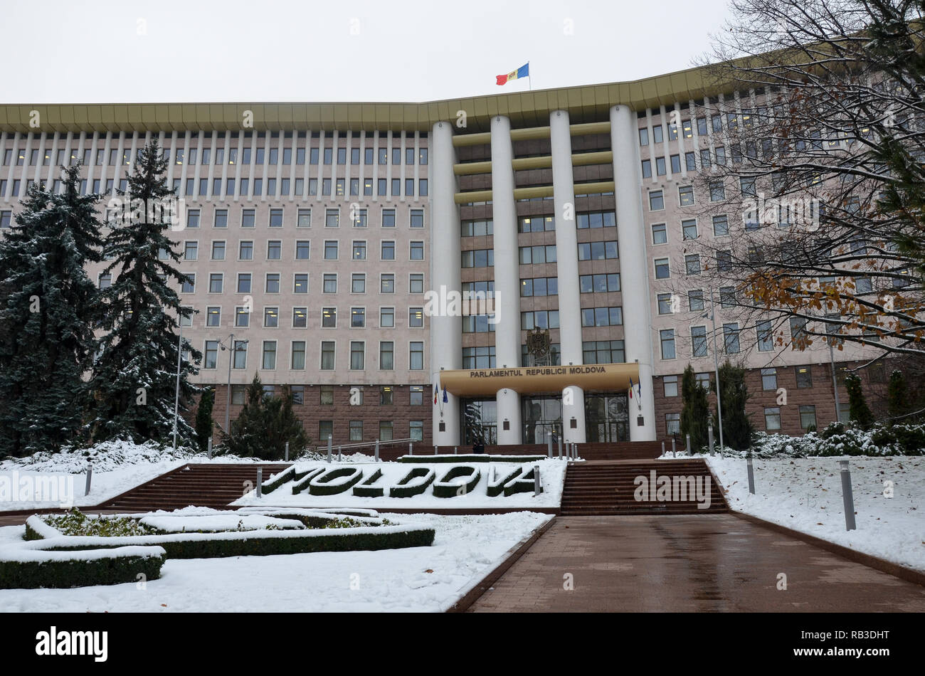 Palast des Parlaments, Chisinau (Chisinau), der Republik Moldau, November 2018 Stockfoto