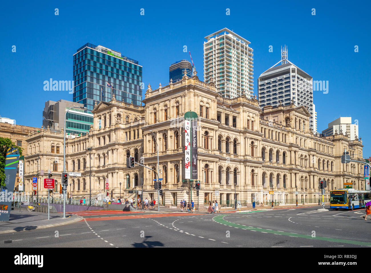 Brisbane, Australien - 22 Dezember, 2018: Treasury Casino, Casino in Brisbane von Star Entertainment Group betrieben Stockfoto