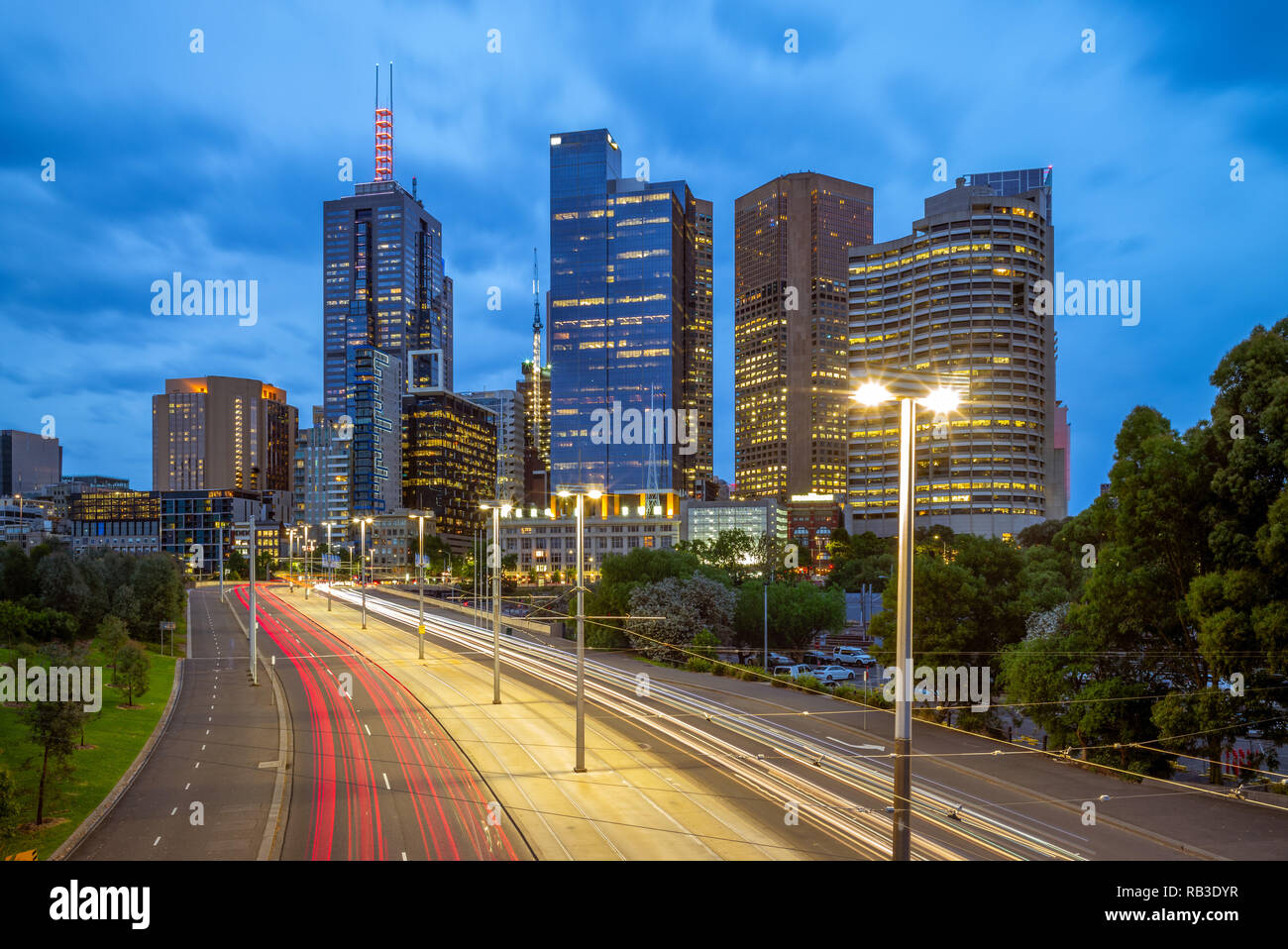 Skyline von Melbourne City business district Stockfoto