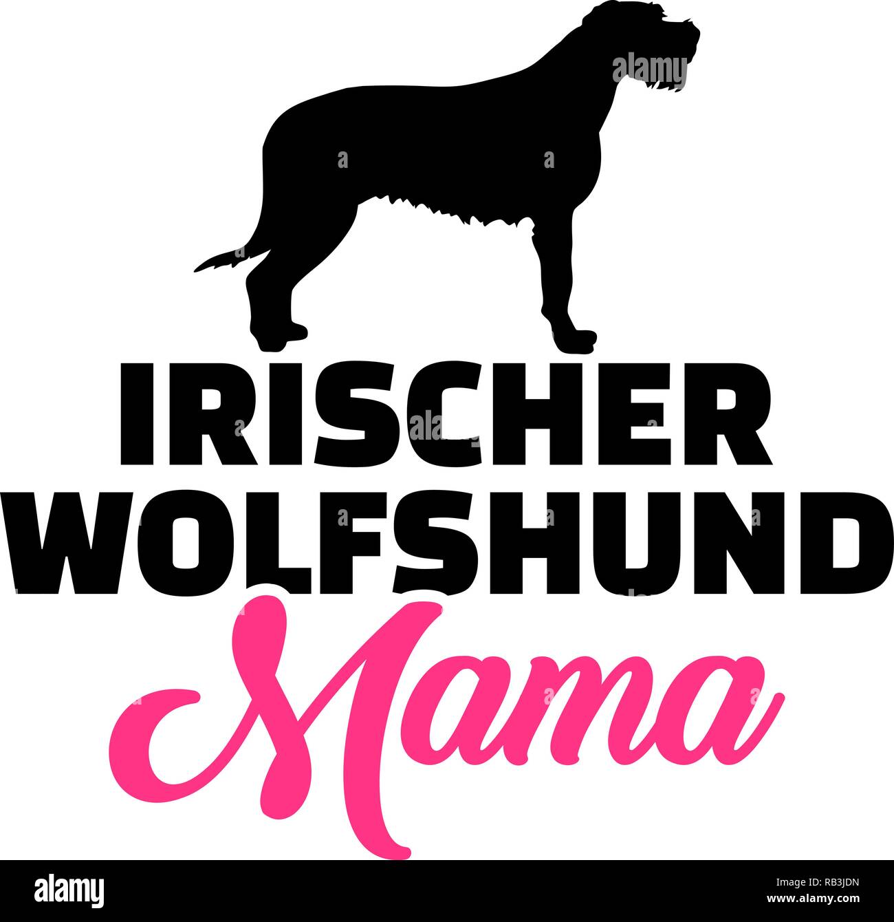 Irish Wolfhound mom Silhouette mit rosa Wort Deutsch Stock Vektor
