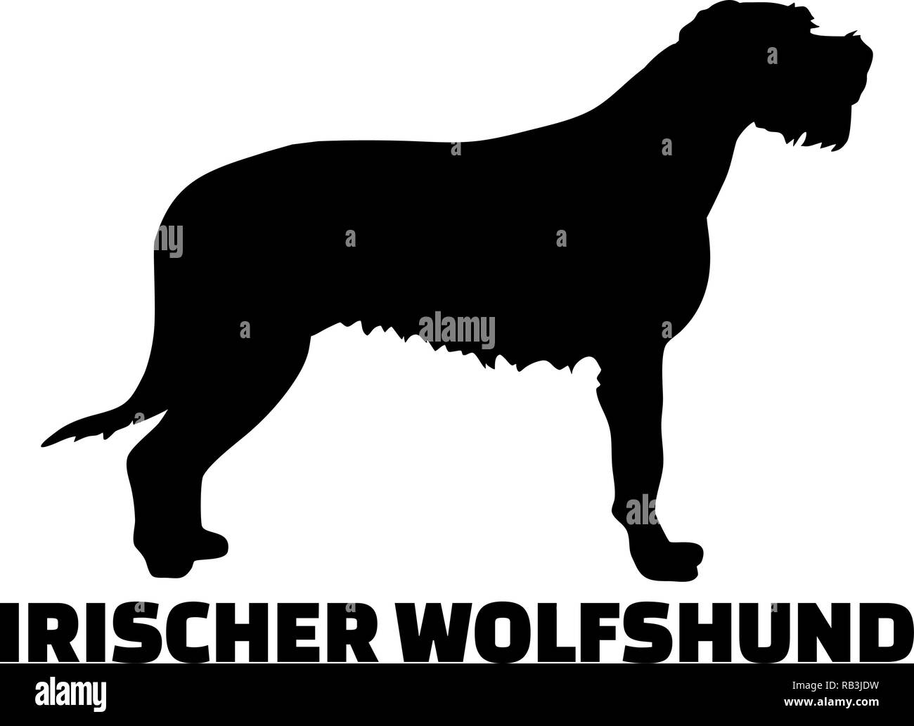 Irish Wolfhound silhouette real mit Wort Deutsch Stock Vektor