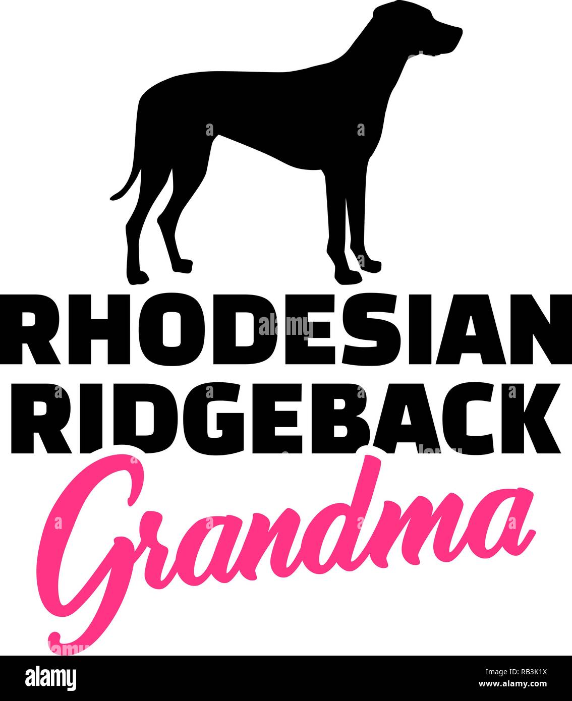 Rhodesian Ridgeback Grandma Silhouette in Schwarz Stock Vektor
