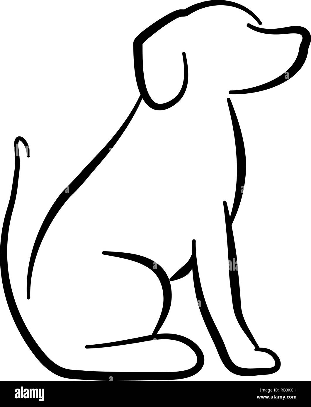 Dog Sitting Silhouette in Weiß Stock-Vektorgrafik - Alamy
