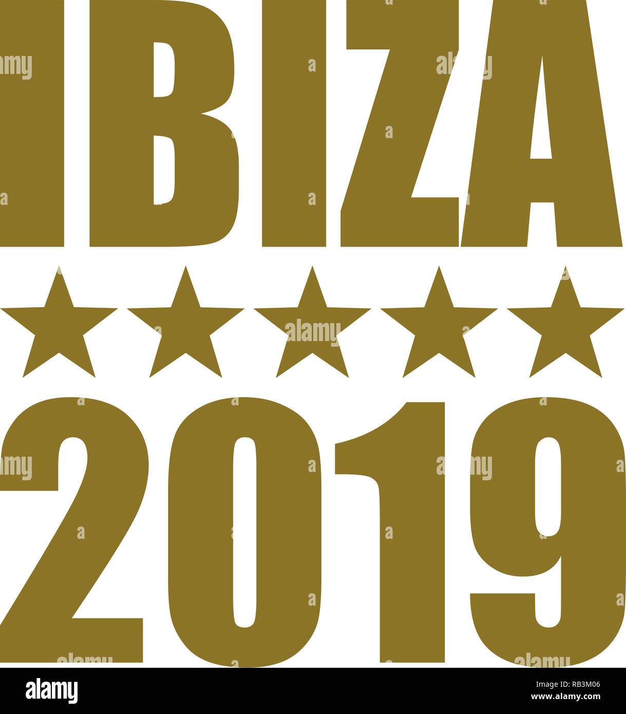 Ibiza 2019 mit goldenen Sternen Stock Vektor