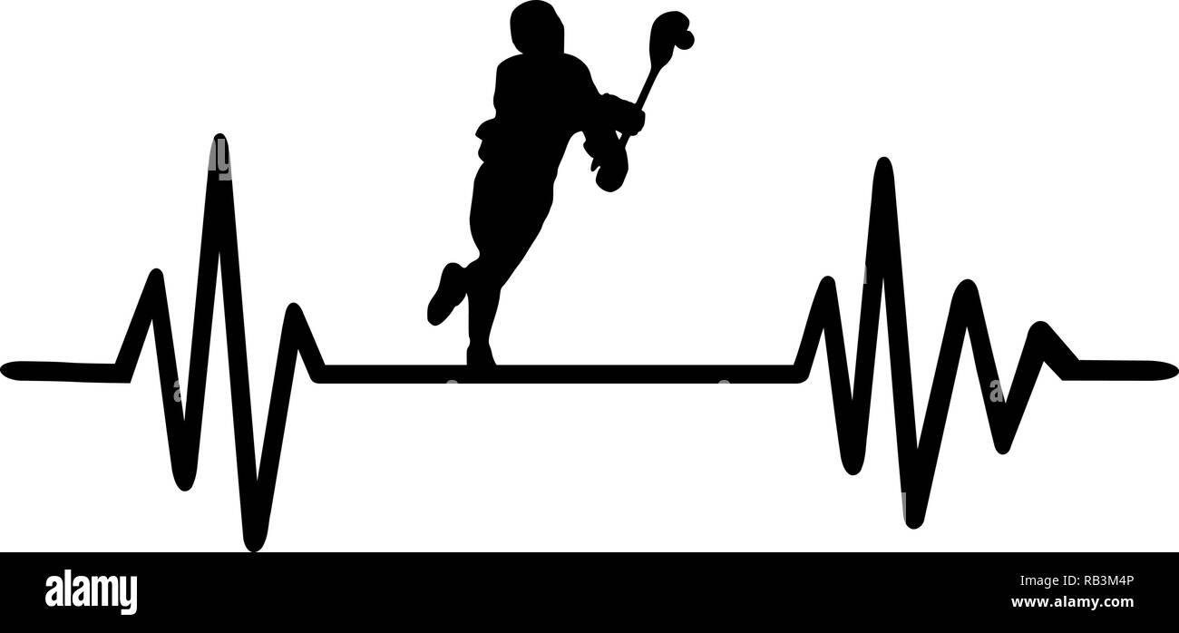 Heartbeat Puls mit einem laufenden lacrosse Spieler Stock Vektor