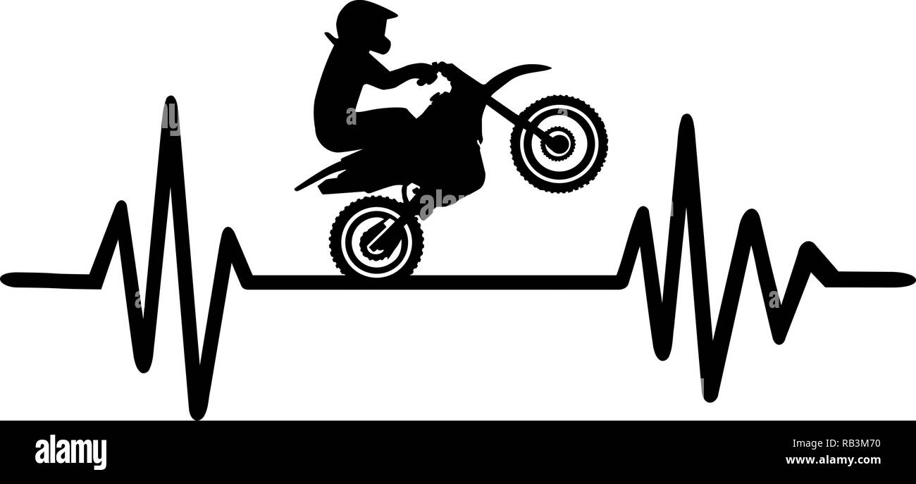 Heartbeat Puls mit Motocross Stunt Driver und Word Stock Vektor