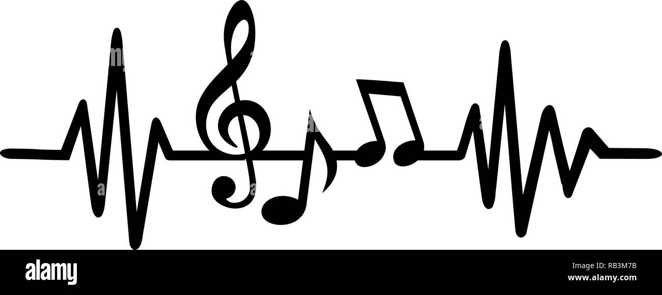 Heartbeat puls Musik mit Noten und Notenschlüssel Stock Vektor