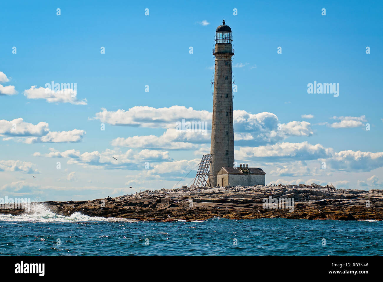 Boon Island Lighthouse, im südlichen Maine, ist das höchste Stein Leuchtturm in New England Stockfoto