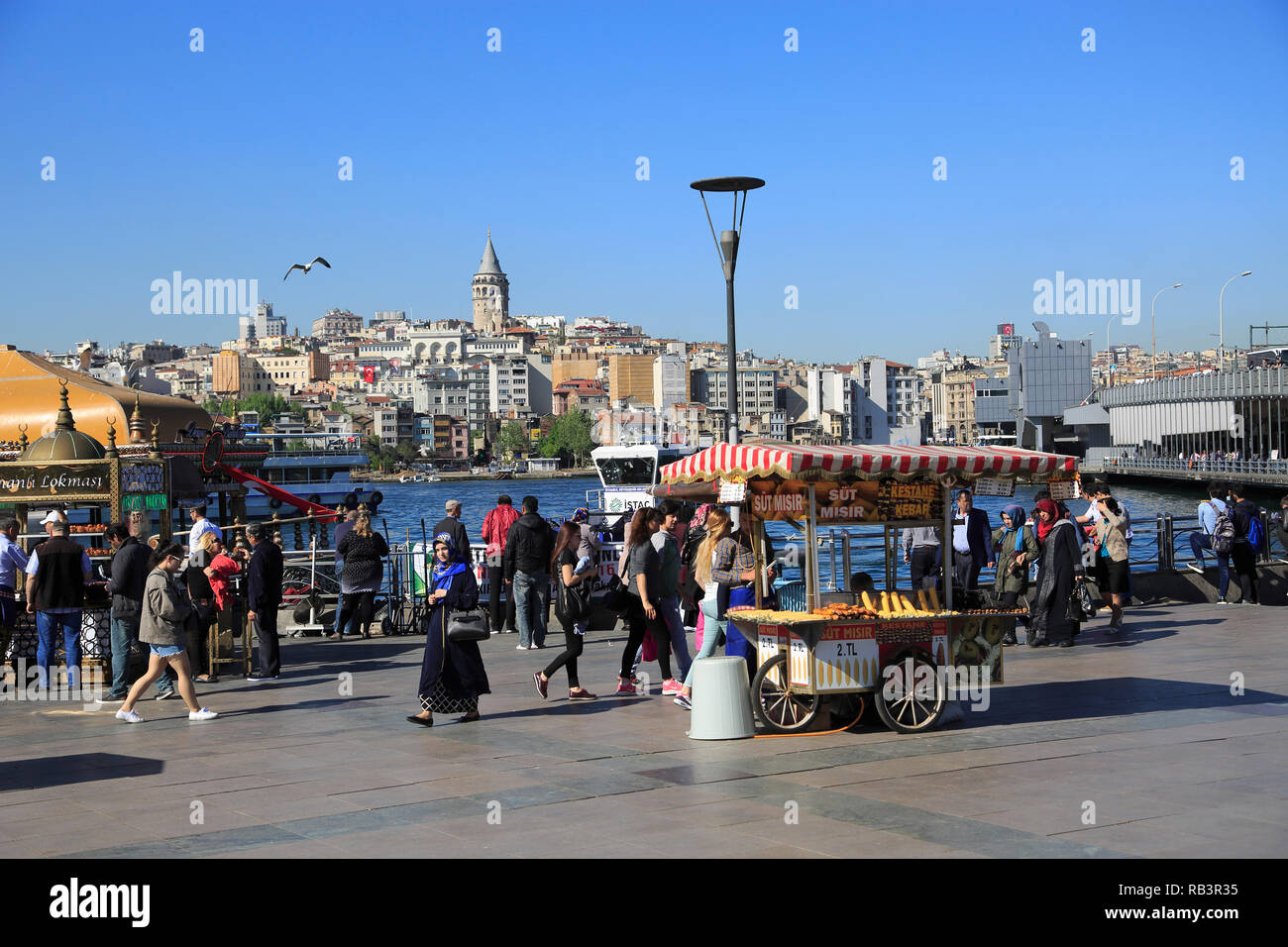 Eminönü, Galata-Turm, das Goldene Horn, den Bosporus, Istanbul, Türkei, Europa Stockfoto