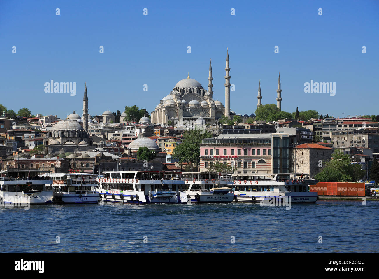 Alte Stadt, Suleymaniye Moschee, Eminonu, das Goldene Horn, den Bosporus, Istanbul, Türkei, Europa Stockfoto