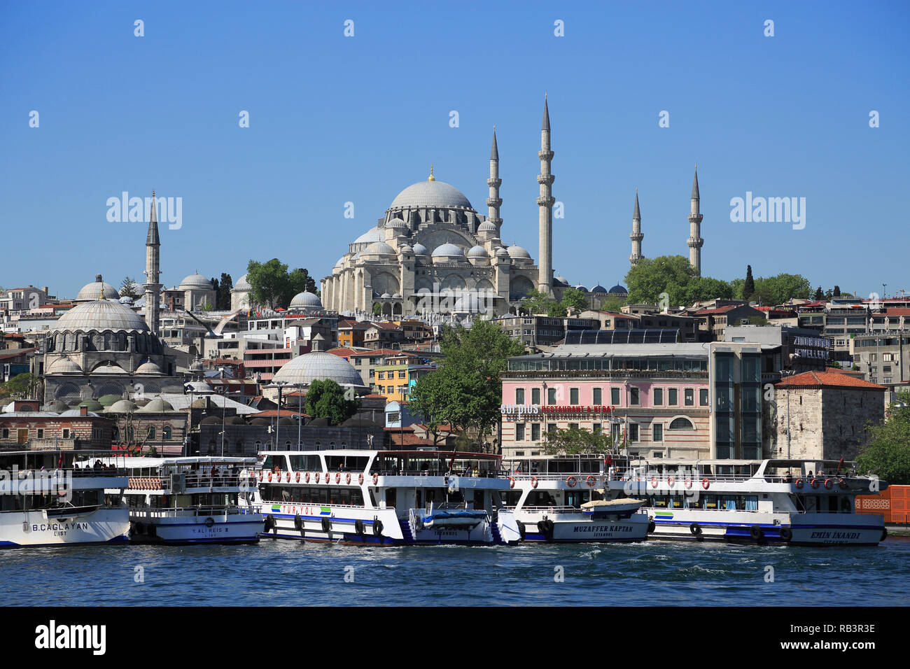 Alte Stadt, Suleymaniye Moschee, Eminonu, das Goldene Horn, den Bosporus, Istanbul, Türkei, Europa Stockfoto