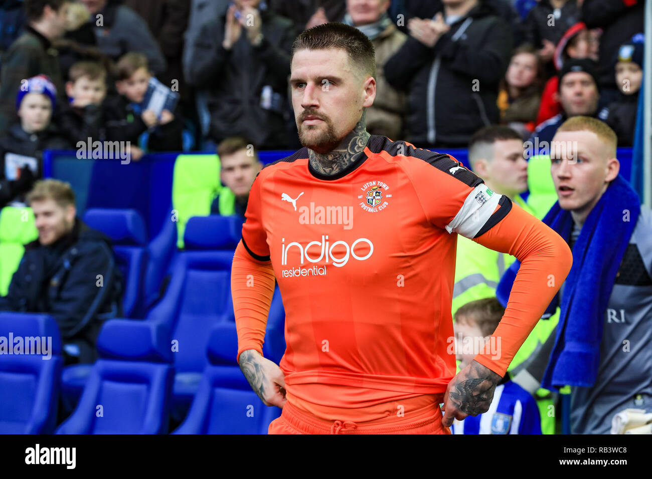 5. Januar 2019, Hillsborough, Sheffield, England; die Emirate FA Cup, 3.Runde, Sheffield Mittwoch v Luton Town: Sonny Bradley (05) von Luton Town Credit: John Hobson/News Bilder der Englischen Football League Bilder unterliegen DataCo Lizenz Stockfoto