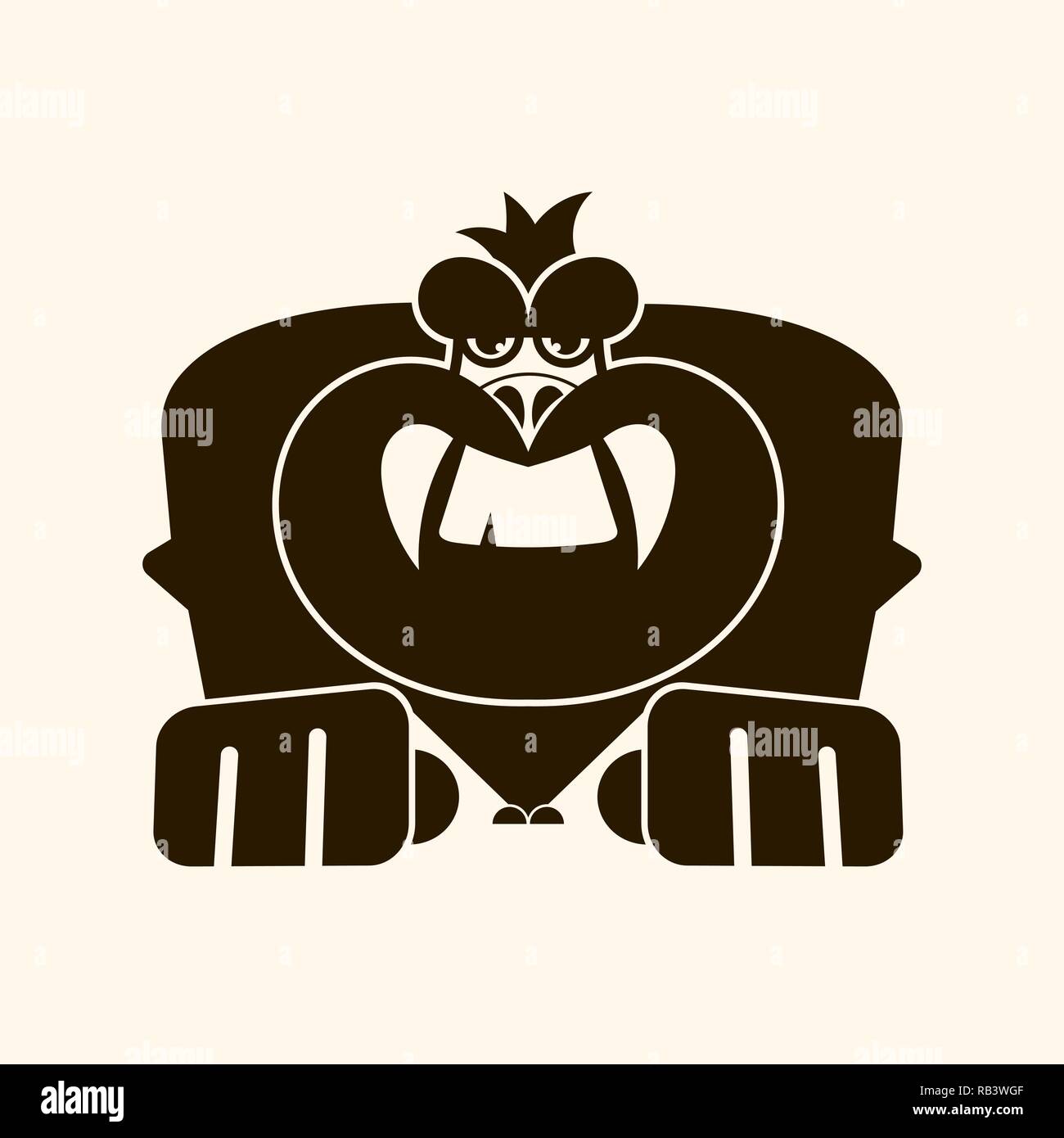Pavian mit großen Reißzähne in der Steinzeit. Vector Illustration Stock Vektor