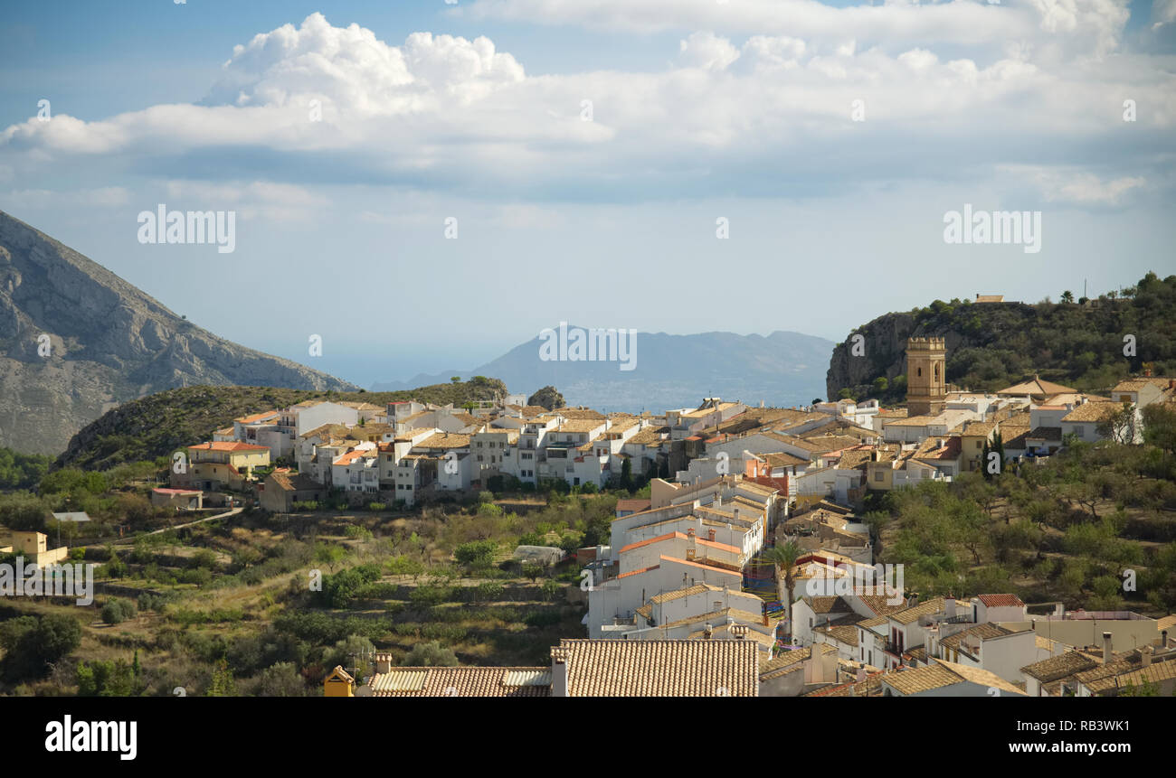 Bergstadt in Guadalest, Costa Blanca, Spanien. Stockfoto