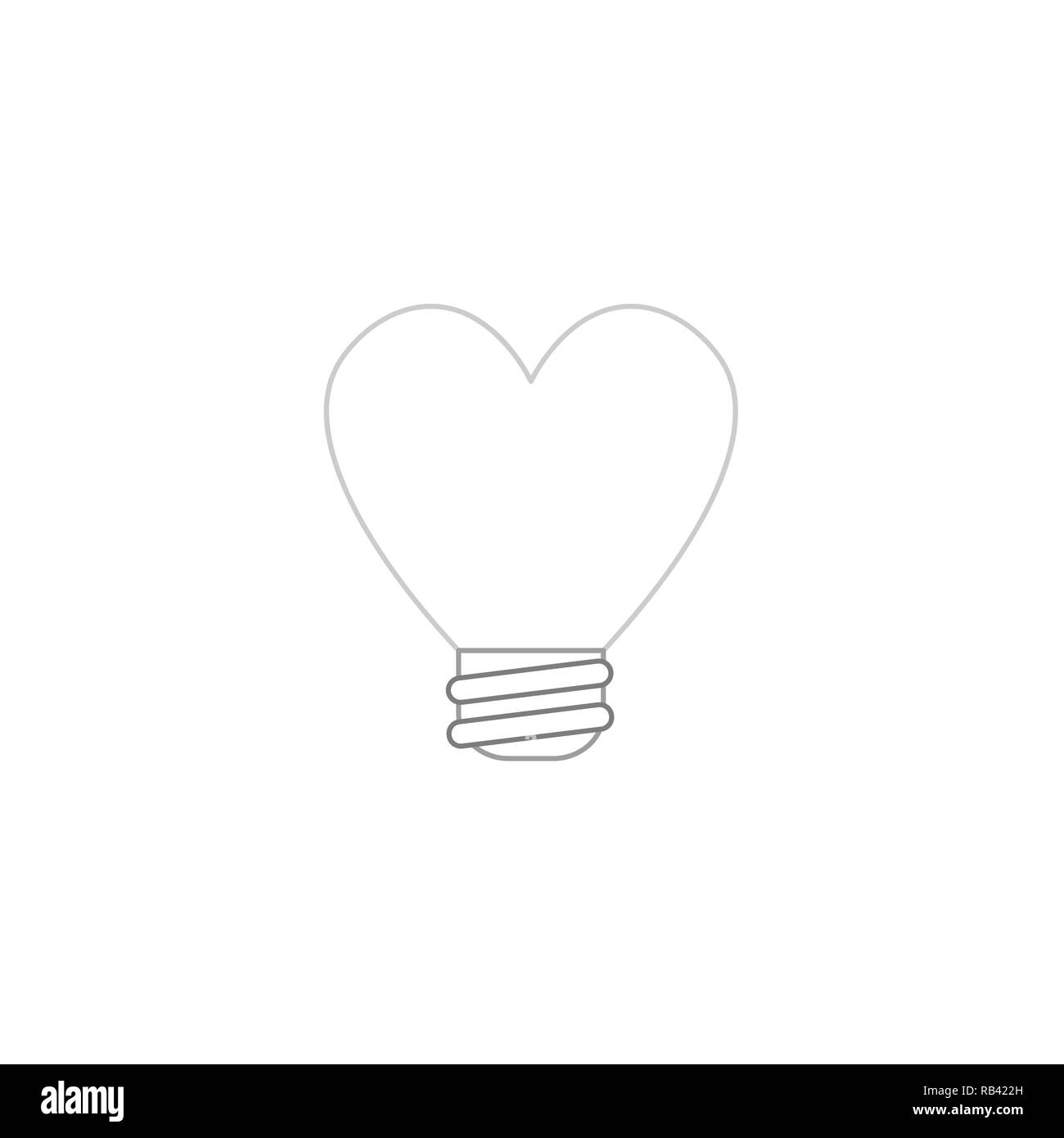 Vector illustration symbol Konzept der herzförmigen Glühbirne. Farbe beschreibt. Stock Vektor