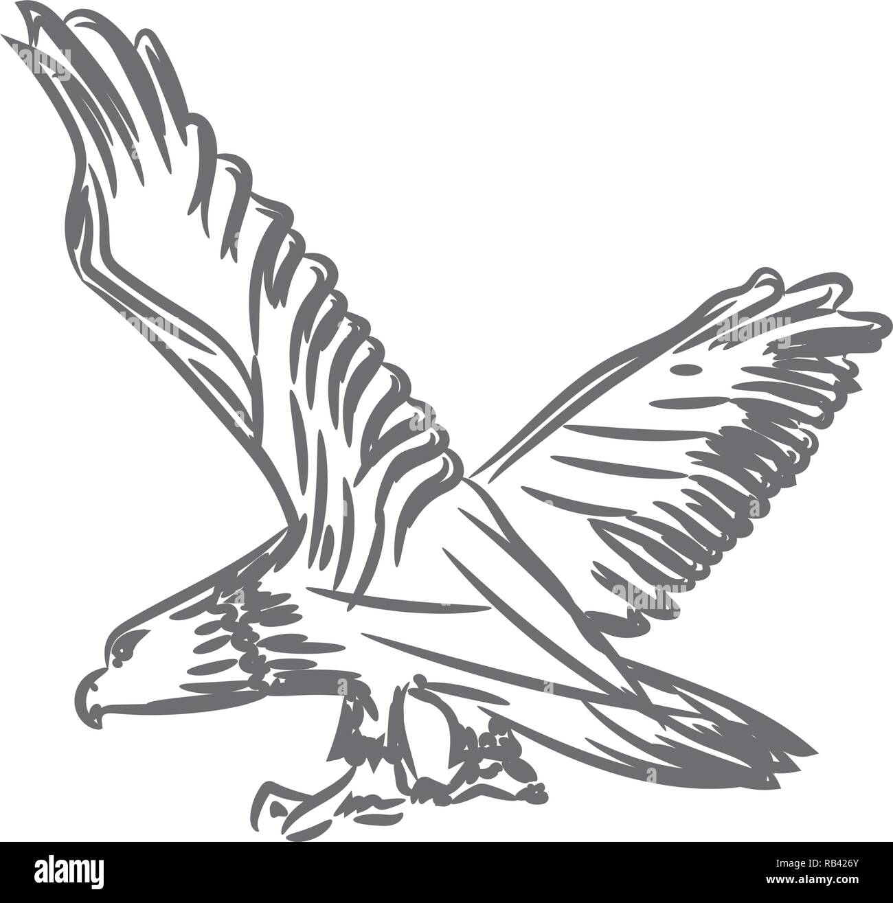 Adler mit gespreizten Flügeln für Symbol oder Logo Design. Line Art Stil Vector Illustration. Stock Vektor