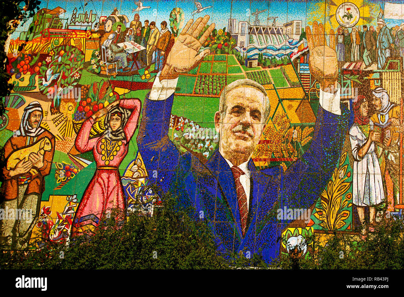 Mosaik wand Präsident Hafez al-Assad. Damaskus. Syrien, Naher Osten Stockfoto