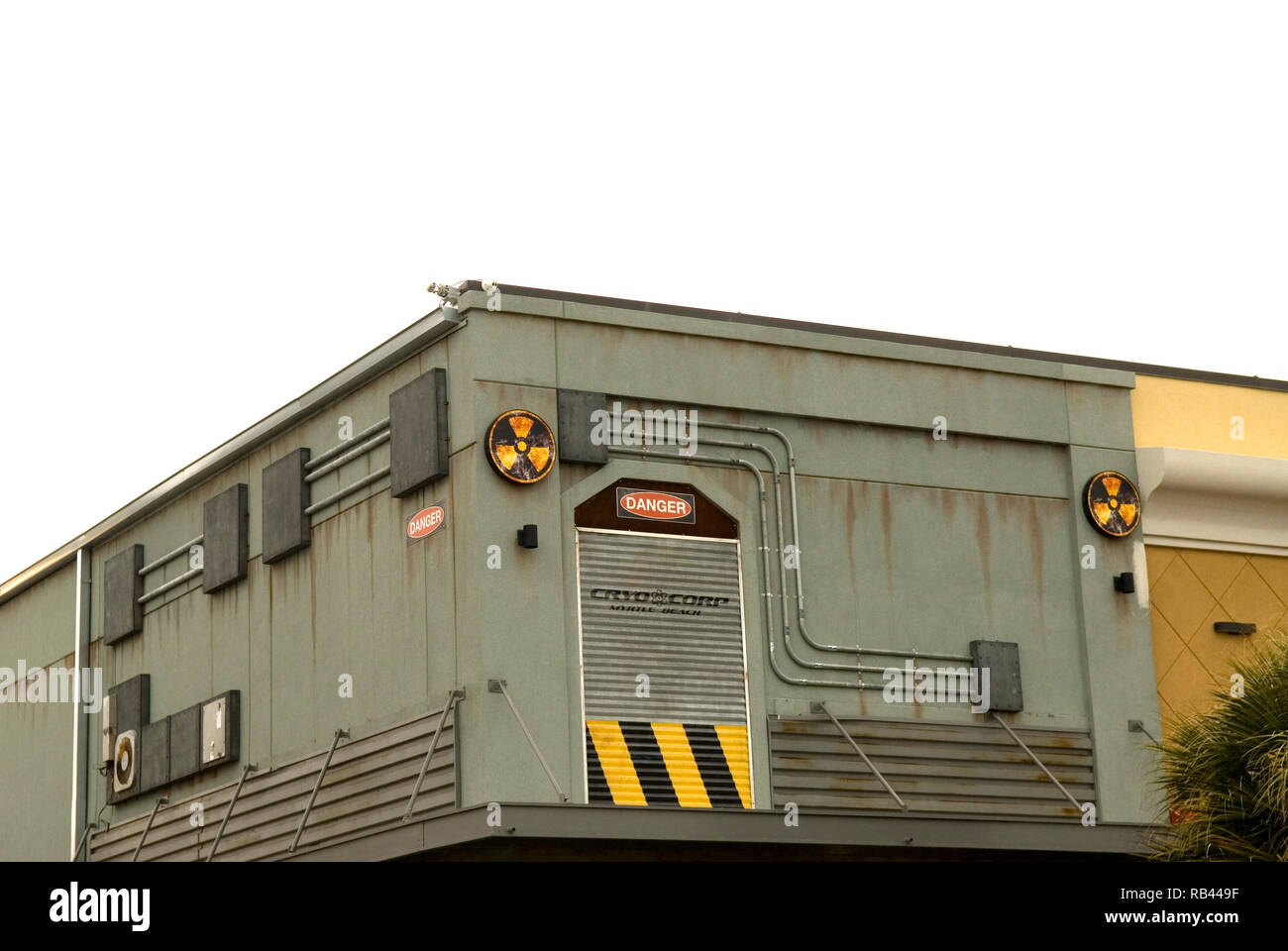 Radioaktiv Symbol auf Gebäude, USA. Stockfoto