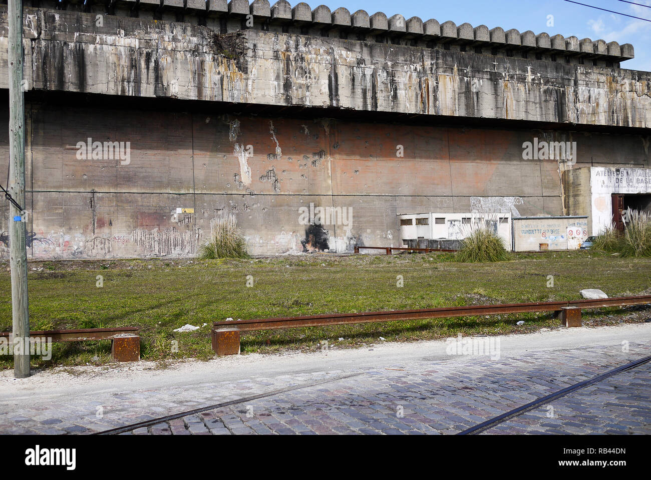 Deutsche WWII Submarine Base, Bordeaux, Gironde, Frankreich Stockfoto