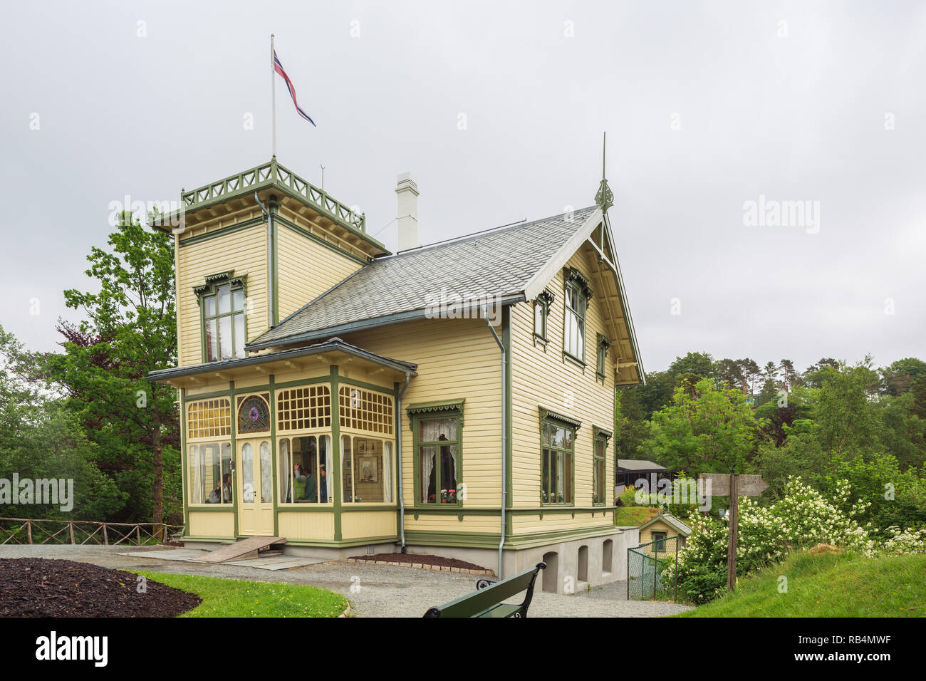 Editorial: BERGEN, HORDALAND NORWEGEN, Juni 10, 2018 - Edvard Griegs Haus mit dem Garten in der Nähe von Bergen Stockfoto