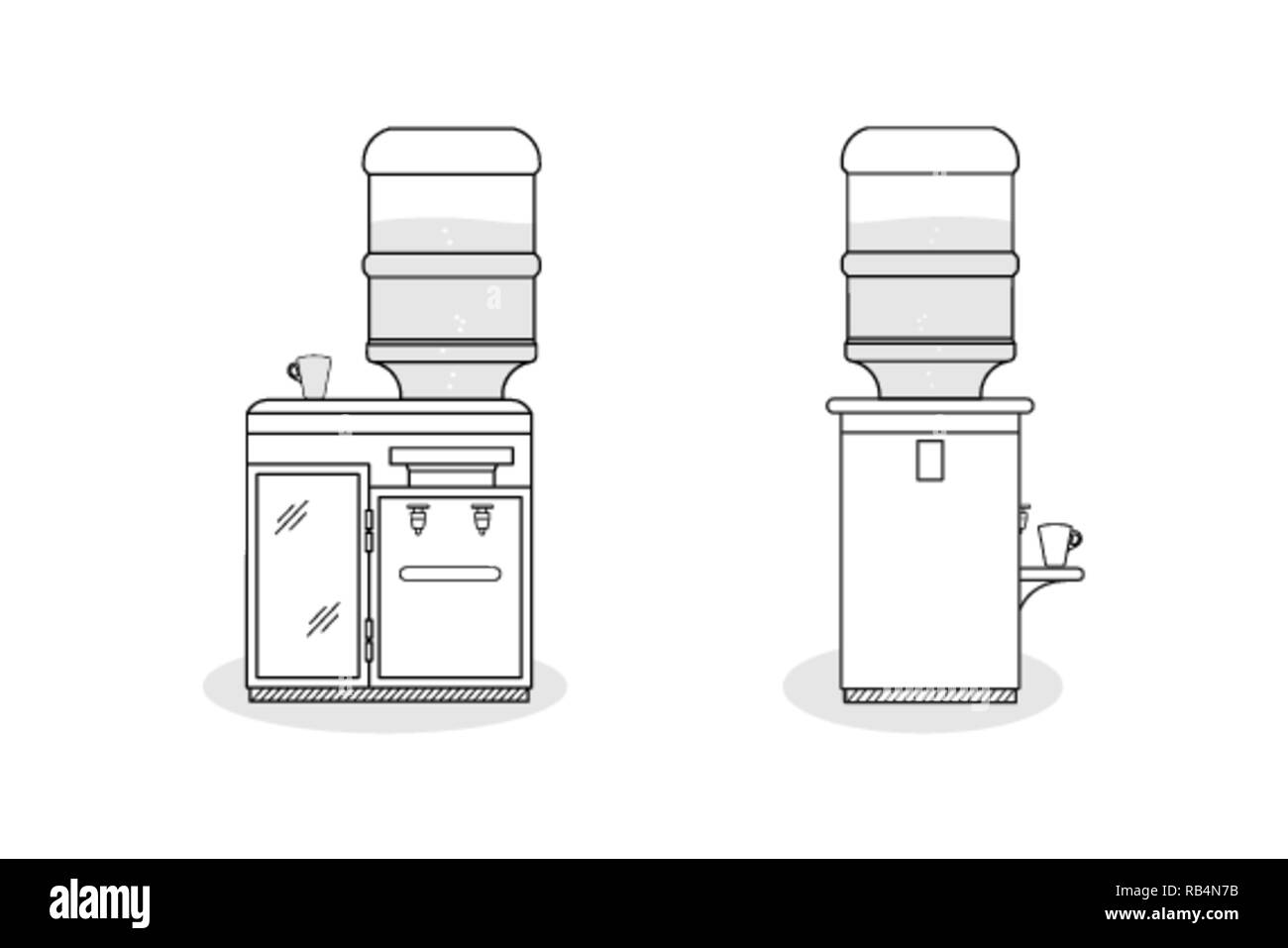 Überblick über Wasserkühler auf weißem Hintergrund, Vector Illustration Stock Vektor