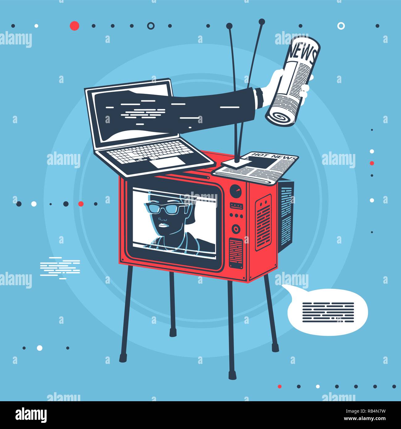 Vector Illustration Massenmedien Ausrüstung Stock Vektor